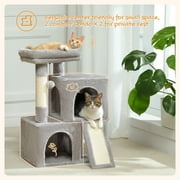 PAWZ Road 30 Cat Tree Condo with Sisal Scratching Post Tower Ramp for Indoor Cats, Gray