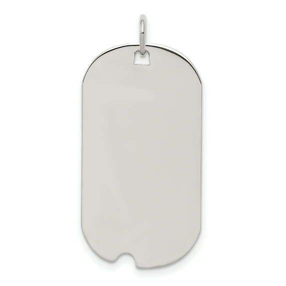 Sterling Silver Rhod.-plate Dog Tag Polish Front/Satin Back Disc Charm Pendant