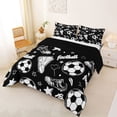 thumbnail image 2 of Erosebridal Kids Football Shoes Full Size Comforter Sets,Cartoon Soccer Pattern Bedding Sets For Kids,Reversible Black 3pcs, 2 of 7