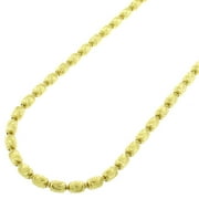 Sterling Silver Italian 3mm Oval Bead Moon Cut Barrel Link Solid 925 Yellow Gold Plated Necklace Chain 22" - 30"