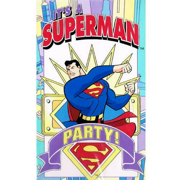 Various Superman Vintage Multicolor Paper Invitations, 8ct