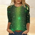 thumbnail image 7 of SELONE St. Patricks Day Womens Tops with 3/4 Sleeves Crewneck Shirts Star Pullover Holiday Outerwear Black XL, 7 of 7