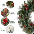 thumbnail image 4 of IC ICLOVER 24'' Pre-Lit Christmas Wreath with 50 LED Lights & Red Berries - Christmas Garland Wreaths Decorations for Window Front Door Wall Décor, 4 of 9