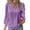 Purple, variant on Women's Lace Trim T-Shirt, Long Sleeve V Neck Loose Fit Blouse, Elegant Casual Top for Work, Date, Travel, Daily Wear and Versatile Outfits Black L
