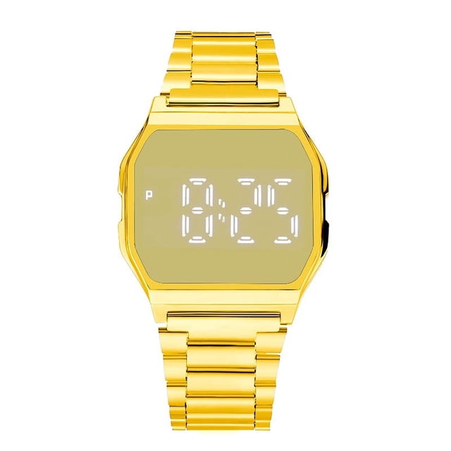 Reloj LED con banda de acero de metal, reloj electrónico cuadrado de moda para estudiantes, reloj táctil para hombres y mujeres