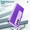 thumbnail image 6 of ELEHOLD for Samsung Galaxy Z Fold 4 Rugged Case, Hard PC＋Soft TPU Screen Protector Invisible Kickstand Hidden Bracket Anti-Scratch Shookproof Folding Case for ZFold 4 2022 7.6 inch, Purple, 6 of 7
