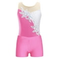thumbnail image 5 of iiniim Kids Girls 2 Pieces Ballet Dance Outfits Gymnastics Leotard with Booty Shorts 4-14 A Pink 6, 5 of 7