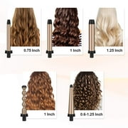 Prizm 5 in 1 Curling Wand Set, 11 Temp Settings Curling iron, Interchangeable Tourmaline Ceramic Barrels Hair Wand, Brown