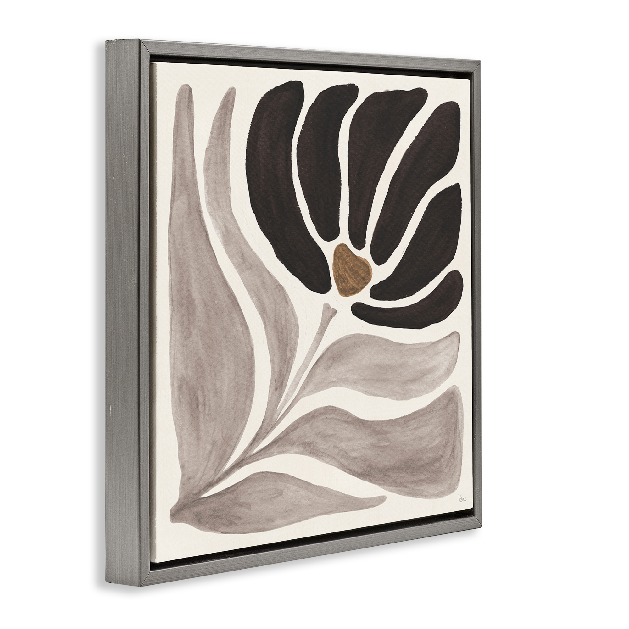 Stupell Industries Modern Neutral Bloom Botanical & Floral Painting Gray Floater Framed Art Print Wall Art, 25 x 25