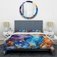 thumbnail image 3 of Designart "Blue Core in Gold Crystal Stone II" Stone Geode Bedding Covert Set - Landscapes Purple Traditional Bed Set With 2 Shams, 3 of 5