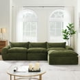 thumbnail image 4 of Harper & Bright Designs Modular Foam Sectional with Ottoman, Chenille 4 Seater Compressed Sofa, Free Combination Floor Sponge Couch with Integrated Backrest and Seat Cushion, 116'', Green, 4 of 19