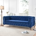 thumbnail image 3 of Chesterfield 3 Seater Couch,Classic Linen Fabric Sofa,Upholstered 3 Seater Sofa with Removable Cushions,Button Tufted Large Sofa with Metal Legs and Square Arms for Living Room Office,Peacock Blue, 3 of 7