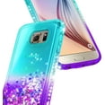 thumbnail image 3 of Nagebee Case for Samsung Galaxy S7 with Tempered Glass Screen Protector, Glitter Liquid Floating Gradient Sparkling Bling Diamond, Durable Girls Women Cute Case (Aqua/Purple), 3 of 5