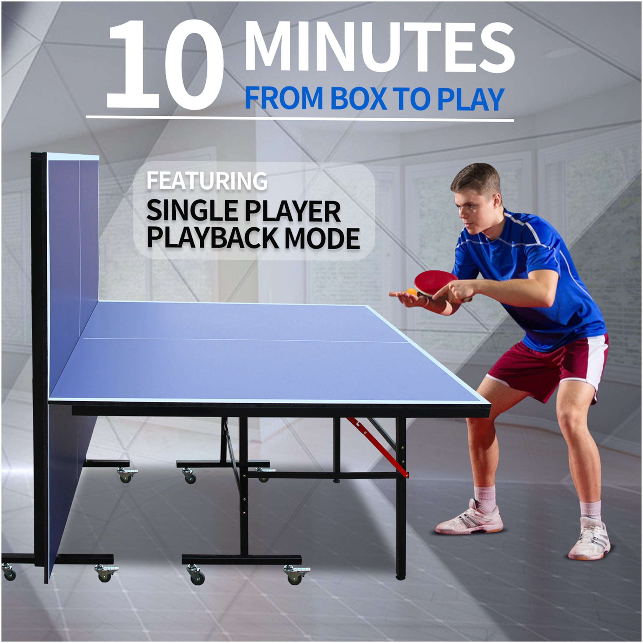 JERFIT 8ft Foldable Indoor Ping Pong Table Set with Net, Paddles & Balls, Professional MDF Top for Home Games