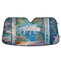 Yayeee Car Windshield Sun Shade Universal Fit Front Visor Protector, Blue Sea