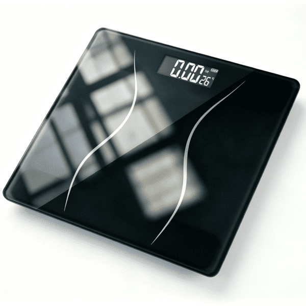 Alvantor Digital Bathroom Scale, 397 lb Capacity, 0.1 kg Increments, Backlit LCD, 6 mm Tempered Glass, Black