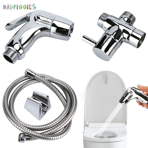 BadPiggies Stainless Steel Hand Held Bidet Toilet Sprayer Kit Diaper Washer Portable Shower Sprayer for Bathroom