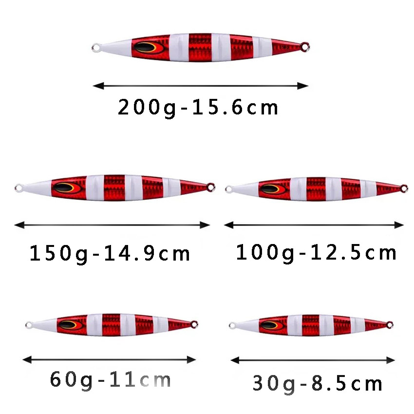 5PC Slow Rolling Tippfish Deep Sea Boat Fishing Glow-in-the-dark Road Bait 30-200g Sea Fishing Bait Fast Sinking Road Iron Plate