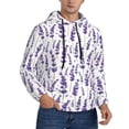 thumbnail image 2 of Kdxio Lavender Flowers Print Mens Casual Hooded Collar Drawstring Hoodies Pullover Sweatshirts Casual Long Sleeve Shirts-XX-Large, 2 of 7