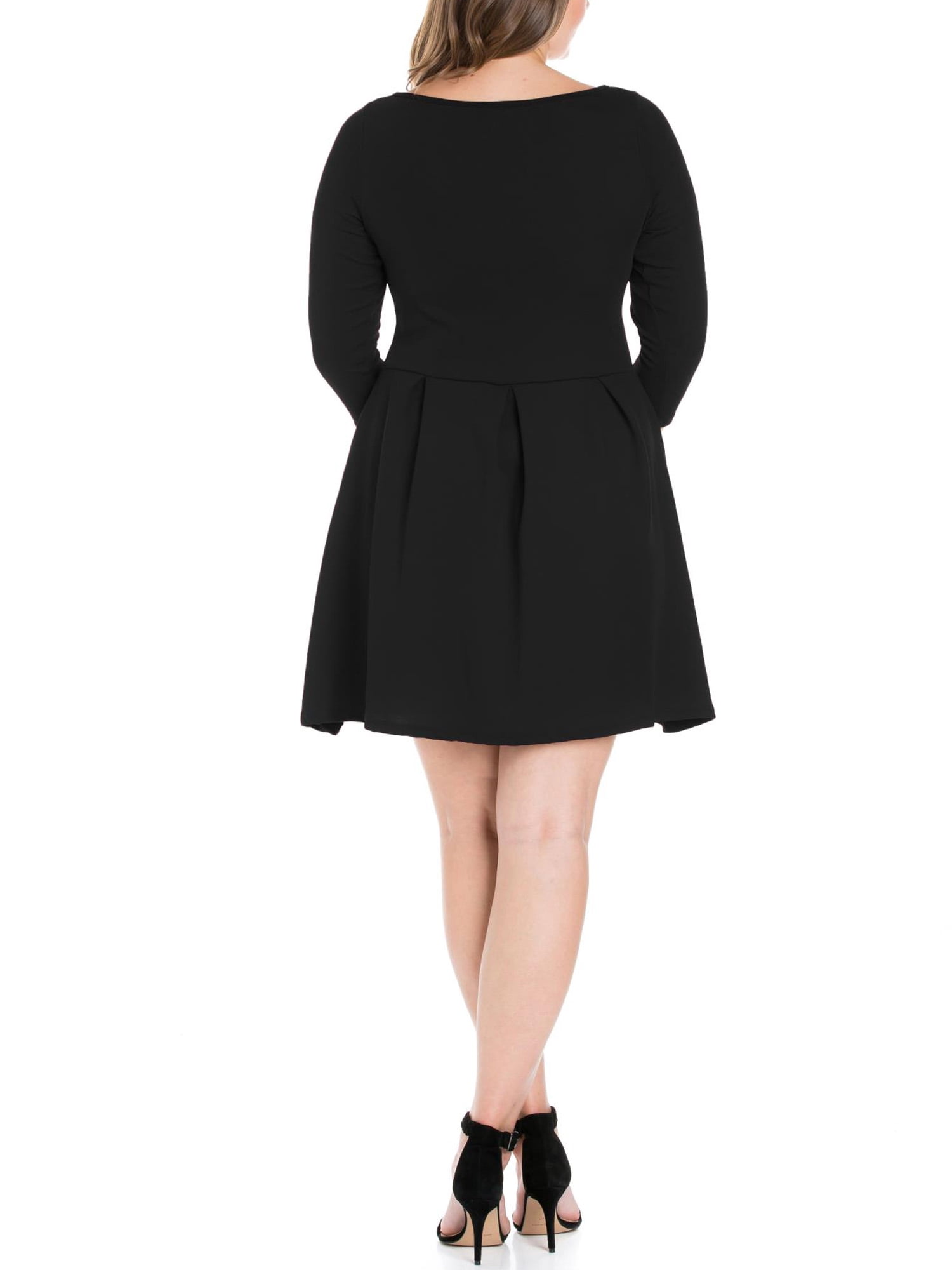 24/7 Comfort Apparel Women's Plus Size Perfect Fit and Flare Pocket Dress