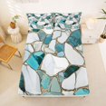 thumbnail image 4 of Manfei Marble Terrazzo Queen Sheets, Abstract Stone Mosaic Queen Sheet Sets, Teal Green, 4pcs, 1 Flat Sheet, 1 Fitted Sheet and 2 Pillowcases, 4 of 6