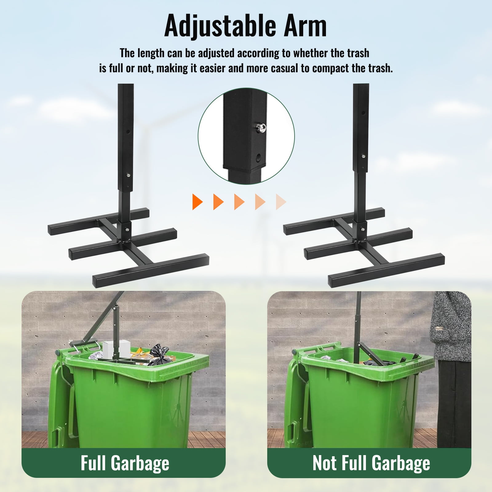 Geemuslly Trash Compactor for Kitchen - 360L Heavy-Duty Compactor Trash Can with Touchless Operation, Compatible with 20-100 Gal Trash Compactor Bags, Ideal for Restaurant or Outdoor Waste Management