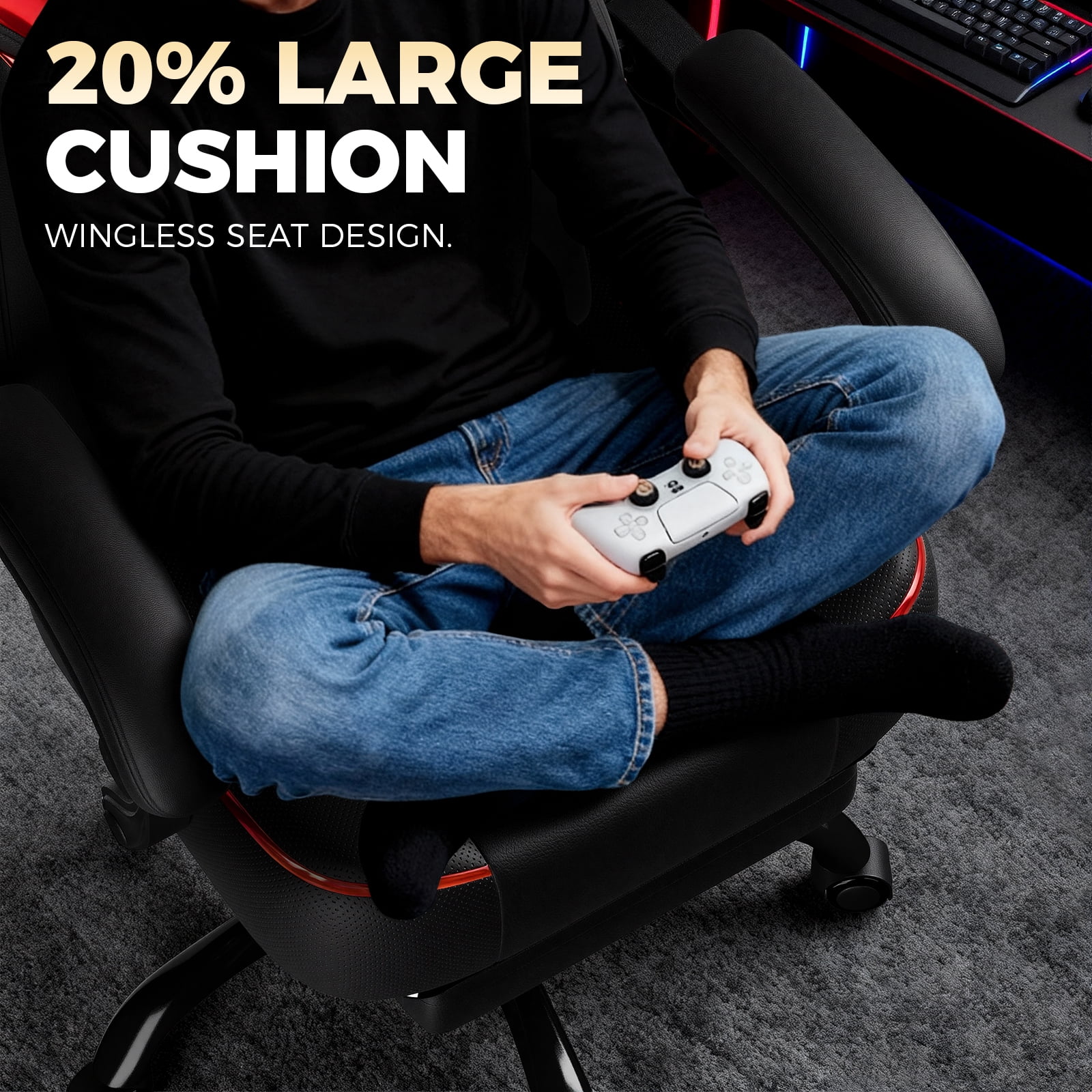 GTPLAYER Gaming Chair Office Chair PU Leather with Adjustable Headrest and Lumbar Pillow, White