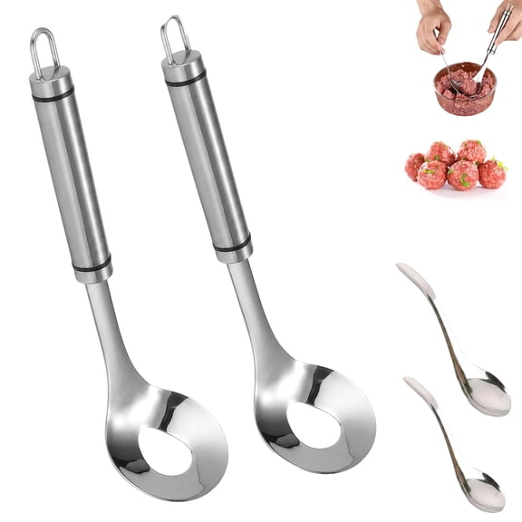 DTEOB Stainless Steel Meatball Maker Spoon, Easy Meatball Shaping, Non-Stick Scoop, Hanging Loop Handle, Includes Sponge, Kitchen Cooking Tool