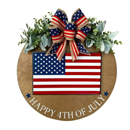 

HYmarket Handmade Wooden 30cm 4th of July Welcome Sign - Hanging Pendant for Independence Day Decoration Home Decor