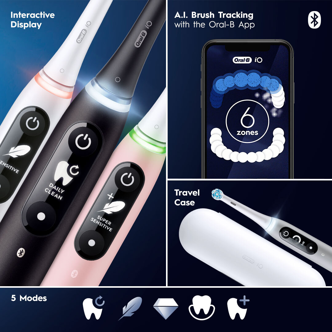 Oral-B iO Series 6 Electric Toothbrush with (1) Brush Head, Black Lava, for Adults & Children 3+ - image 8 of 11