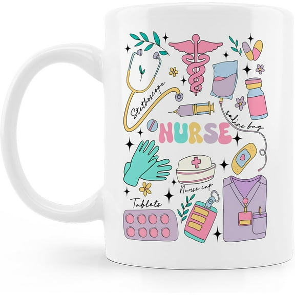 School Nurse Coffee Mug Cup, Nursing Students Graduation Gifts, Nurse Day Week Appreciation Gifts, Trendy Nursing Ceramic Coffee Mug 11 oz