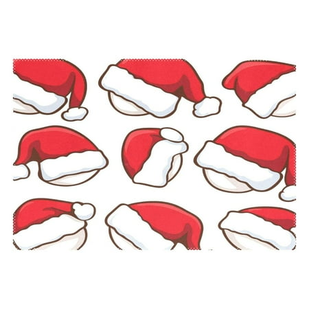 

Cartoon Santa Hat 12x18in Heat-Resistant Non-Slip Place Mat Durable and Wrinkle-Resistant