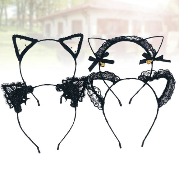 Luxshiny Lace Cat Ear Headband Design for Festive Occasions 4Pcs