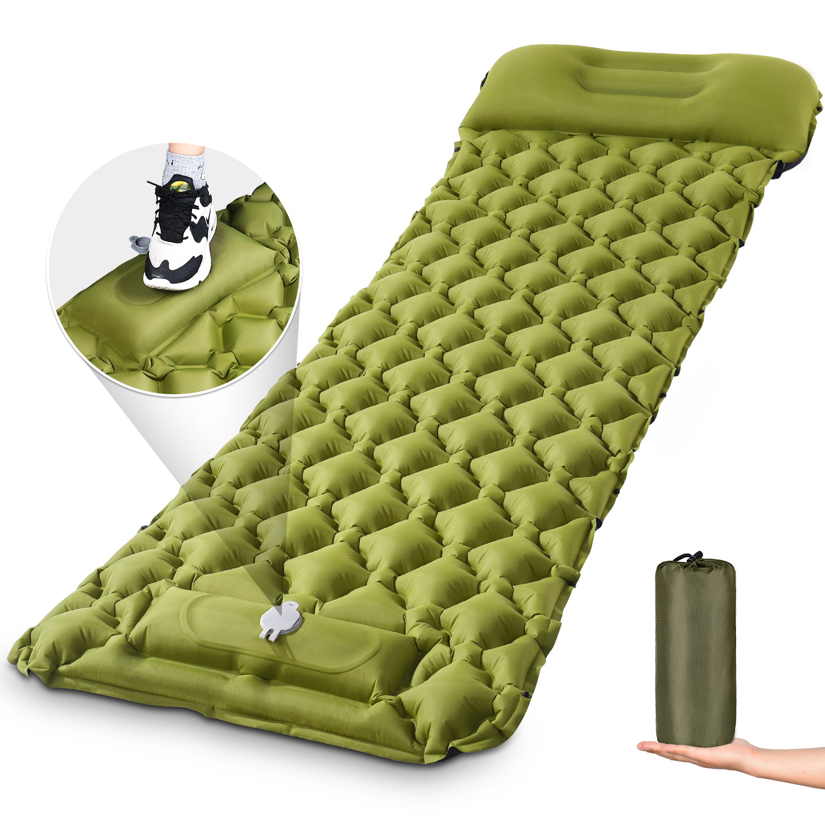 with Foot Pump Widen & Thicken Sleeping Mat RUNACC Self Inflating Camping Mat 