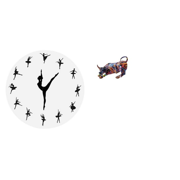 Reloj De Pared Con Bailarina De Ballet, Moderno, De Resina, Con Forma De Toro, Obra De Arte, Colorido, Feng Shui, Colección De Esculturas De Animales, Estatuas, Reloj Silencioso, Reloj