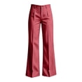 thumbnail image 5 of Women's Striped High Waist Pleated Flare Pants Dress Pants Slim Bootcut Suit Trousers Business Casual office Work Pants with Pockets Red, 5 of 7