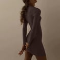 thumbnail image 6 of Ashirexll Womens Winter Dresses, Midi Dresses for Women, Tight Wrap Hip Dress Flip Collar Thread Knit Underlay Bodycon, 6 of 7