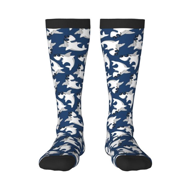 Fotbe Shark Calcetas Divertidas Estampadas para Hombre y Mujer, Calcetas de Algodón hasta la Rodilla para Caminar, Correr, Enfermería y Embarazo