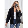thumbnail image 4 of ABPHQTO Abrigo de mujer sherpa negro con cremallera y bolsillo, 4 of 5