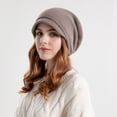 thumbnail image 3 of Harhinhe, 2 uds., sombrero corto para mujer, gorro con ala de calavera, gorro largo holgado y flexible, gorro de punto, gorro frío, gorro de pila, 3 of 5