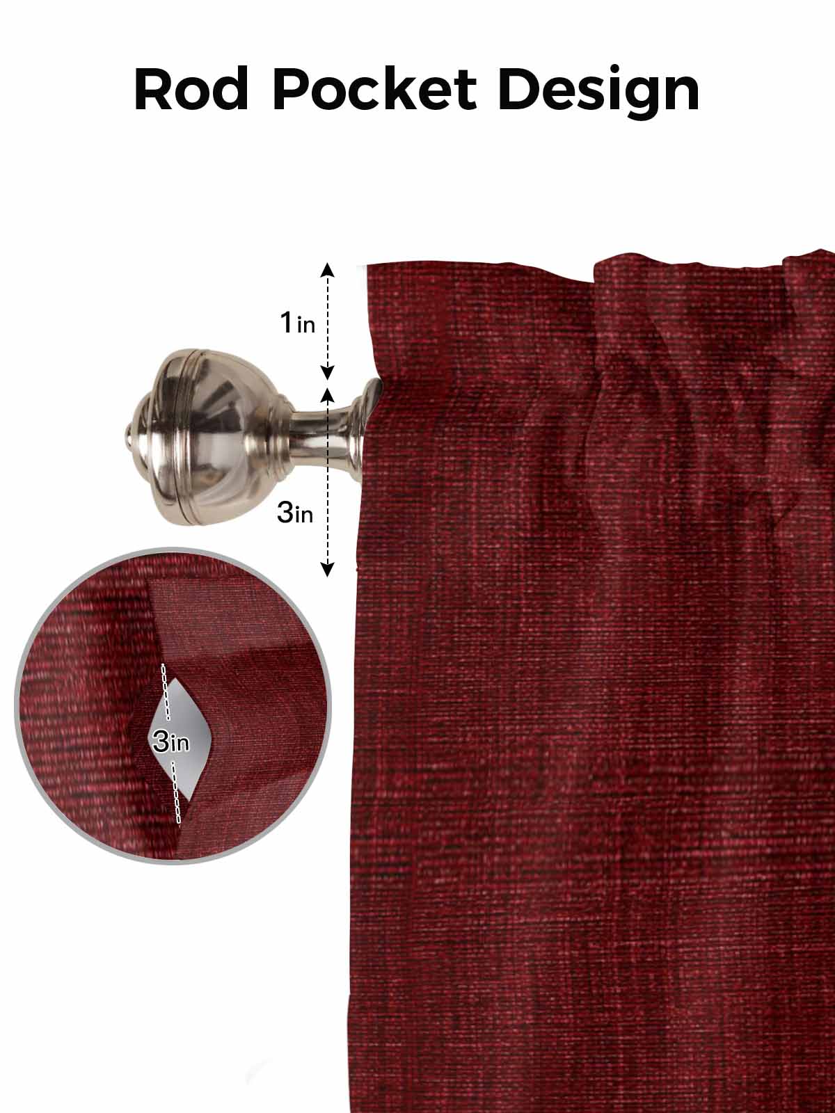 Valances for Windows Wine Red Linen Rod Pocket Cafe Window Treatments Valance Curtains for Kitchen Bathroom Laundry Basement Windows 60"x18"