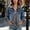 *Blue, variant on ClodeEU Women's Button Down Long Sleeve Denim Jacket,Classic Jean Coat with Chest Pockets Black,Women's Plus L