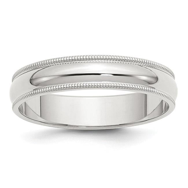 Bridal QWM050-8 5 mm Sterling Silver Half Round Milgrain Band&#44; Size 8