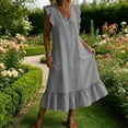 thumbnail image 5 of Horkkom Maxi Dresses for Women Linen Sleeveless Summer Dresses Flowy Everyday Wear Long Dresses,S-2XL, 5 of 6