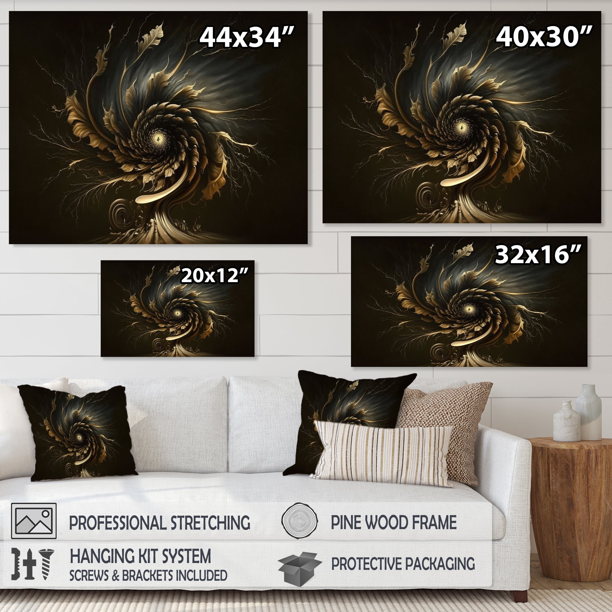 Designart A Black And Gold Expression II Canvas Wall Art