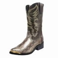 thumbnail image 1 of Men’s Western Cowboy Boots, Snake Print Embroidered Mid-Calf Boots, Pointed Toe with Metal Tip, Classic Pull-On Design Slip-Resistant Sole, 1 of 6