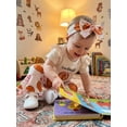 thumbnail image 5 of BemeyourBBs Newborn Baby Girls Basketball Outfit Summer Clothes Short Sleeve Embroidery Romper with Basketball Print Bell Bottom Flare Pants and Headband, 5 of 9