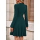 thumbnail image 5 of Vestido PRETTYGARDEN 2025 de manga larga, cuello redondo, verde oscuro, talla M, 5 of 8