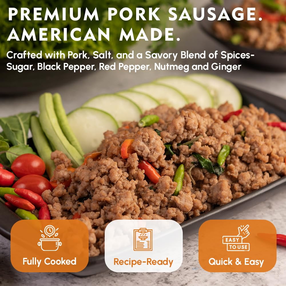 (Pack of 12) Werling & Sons Canned Heat & Eat Pork Sausage 28 Oz Fully Cooked Ready to Eat Canned Meat Long Shelf Life Great for Emergency Food Storage, Camping, Quick & Easy Meals Canned Food