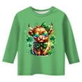 thumbnail image 4 of LUOGENLI T-Shirt pour Filles T-Shirt Graphique de la Saint-Patrick à la Mode Polyvalent Col Rond Manches 3/4 Décontracté T-Shirt Maxi pour Filles avec Fente Vert 9-10 Ans, 4 of 4